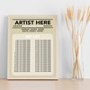 Concert Setlist Poster Print Canvas Neutral - Any Artist, Date, Gig, Venue