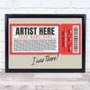 Concert Setlist Poster Print Canvas Red Ticket - Any Artist, Date, Gig, Venue