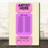 Concert Setlist Poster Print Canvas Pink Ticket - Any Artist, Date, Gig, Venue