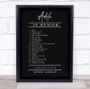 Adele - Concert Setlist Poster Print Canvas Black & White - Sonderfreifläche Messe - Aug 24th 2024