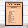 Coldplay - Concert Setlist Gig Poster Print Canvas Coral - Croke Park Dublin Ireland - Sept 2nd 2024 Coldplay - Concert Setlist Gig Poster Print Canvas Coral - Croke Park Dublin Ireland - Sept 2nd 2024