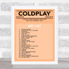 Coldplay - Concert Setlist Gig Poster Print Canvas Coral - Croke Park Dublin Ireland - Sept 2nd 2024 Coldplay - Concert Setlist Gig Poster Print Canvas Coral - Croke Park Dublin Ireland - Sept 2nd 2024