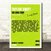 Taylor Swift - Concert Setlist Gig Poster Print Canvas Lime Green - Wembley London England - Aug 20 2024