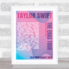 Taylor Swift - Concert Setlist Gig Poster Print Canvas Pink Purple - Wembley London England - Aug 20 2024