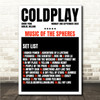 Coldplay - Concert Setlist Gig Poster Print Canvas Black Red - Croke Park Dublin Ireland - Sept 2nd 2024