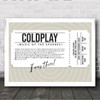 Coldplay - Concert Setlist Gig Poster Print Canvas White Ticket - Croke Park Dublin Ireland - Sept 2nd 2024