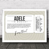 Adele - Concert Setlist Poster Print Canvas White Ticket - Sonderfreifläche Messe - Aug 24th 2024