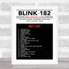 Blink-182 - Concert Setlist Gig Poster Print Canvas Black White Red - The OVO Hydro Glasgow Scotland - Aug 30th 2024