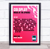 Coldplay - Concert Setlist Gig Poster Print Canvas Bright Pink - Croke Park Dublin Ireland - Sept 2nd 2024