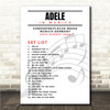 Adele - Concert Setlist Poster Print Canvas Music Notes - Sonderfreifläche Messe - Aug 24th 2024