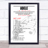 Adele - Concert Setlist Poster Print Canvas Music Notes - Sonderfreifläche Messe - Aug 24th 2024