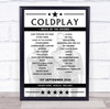 Coldplay - Concert Setlist Poster Print Canvas - Croke Park, Dublin, Ireland - September 1st 2024