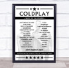 Coldplay - Concert Setlist Poster Print Canvas - Estádio Couto Pereira, Curitiba, Brazil - March 25th 2023