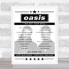 Oasis - Concert Setlist Poster Print Canvas - Sheffield Arena, Sheffield, England - October 10th 2008