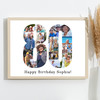 Photo Collage 80th Birthday Gift For Her 16-Photo Number 80 Print Or Canvas