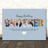 Photo Collage Blue 7-Photo Birthday Custom Gift For Brother Print Or Canvas