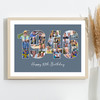 Photo Collage Blue Birthday Gift For Him 26-Photo Year 1946 Print Or Canvas