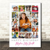Photo Collage Kids Girls Birthday Custom Gift 15-Photo Pink Print Or Canvas