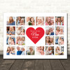 Photo Collage Gift For Nan Mother's Day 20-Photo Red Heart Print Or Canvas