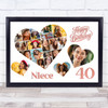 Photo Collage 40th Birthday Gift For Niece 20-Photo Hearts Print Or Canvas