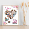 Photo Collage 50th Birthday Gift For Niece 19-Photo Floral Print Or Canvas