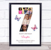 Photo Collage 5-Photo 7th Birthday Gift For Kids Butterfly Print Or Canvas