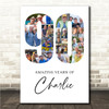 Photo Collage 90th Birthday Gift For Him 16-Photo 90 White Print Or Canvas