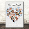 Photo Collage Personalised Gift For New Baby 16-Photo Blue Heart Print Or Canvas