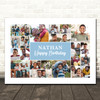 Photo Collage Kids Boys Birthday Personalised Gift 22-Photo Blue Print Or Canvas