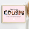 Photo Collage Pink 6-Photo Birthday Personalised Gift For Cousin Print Or Canvas