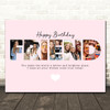 Photo Collage Pink 6-Photo Birthday Personalised Gift For Friend Print Or Canvas