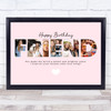 Photo Collage Pink 6-Photo Birthday Personalised Gift For Friend Print Or Canvas