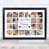 Photo Collage Christening Personalised Gift 20-Photo Black Doves Print Or Canvas
