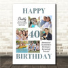 Photo Collage 40th Birthday Personalised Gift For Daddy 6-Photo Print Or Canvas