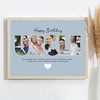Photo Collage Blue 4-Photo Birthday Personalised Gift For Uncle Print Or Canvas