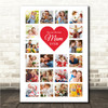 Photo Collage Mum Birthday Personalised Gift 20-Photo Red Heart Print Or Canvas