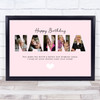 Photo Collage Pink 5-Photo Birthday Personalised Gift For Nanna Print Or Canvas