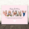 Photo Collage Pink 5-Photo Birthday Personalised Gift For Nanny Print Or Canvas