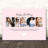 Photo Collage Pink 5-Photo Birthday Personalised Gift For Niece Print Or Canvas