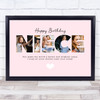 Photo Collage Pink 5-Photo Birthday Personalised Gift For Niece Print Or Canvas