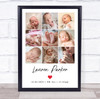 Photo Collage Personalised Gift For New Baby 9-Photo Red Heart Print Or Canvas