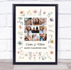 Photo Collage Valentine's Day Personalised Gift 9-Photo Floral Print Or Canvas