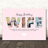 Photo Collage Pink 4-Photo Birthday Personalised Gift For Wife Print Or Canvas
