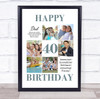 Photo Collage 40th Birthday Personalised Gift For Dad 6-Photo Print Or Canvas