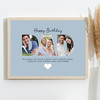 Photo Collage Blue 3-Photo Birthday Personalised Gift For Dad Print Or Canvas