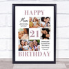 Photo Collage 21st Birthday Personalised Gift For Mum 6-Photo Print Or Canvas