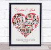 Photo Collage Wedding Personalised Gift 16-Photo Red Heart Print Or Canvas