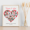Photo Collage Wedding Personalised Gift 16-Photo Red Heart Print Or Canvas