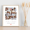 Photo Collage Wedding Personalised Gift 8-Photo Red Heart Print Or Canvas