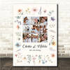 Photo Collage Wedding Personalised Gift 9-Photo Floral Print Or Canvas
